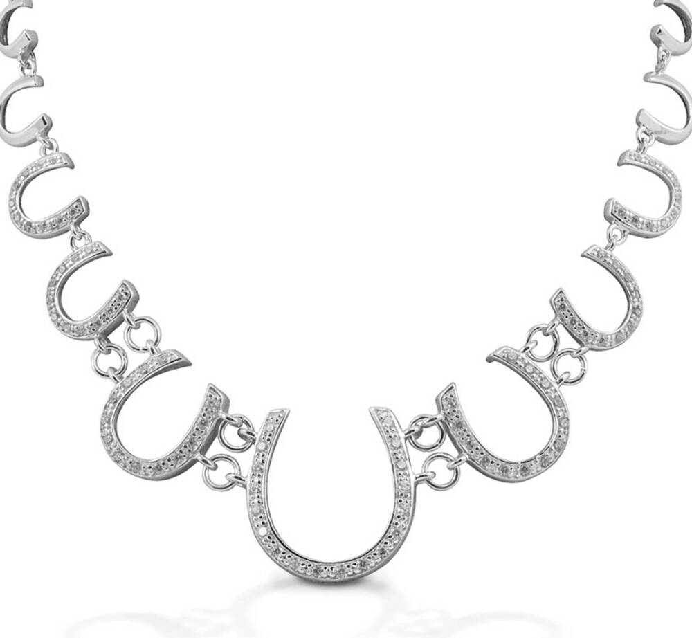 NEW KELLY HERD JEWELRY women's multi horseshoe necklace in silver/clear